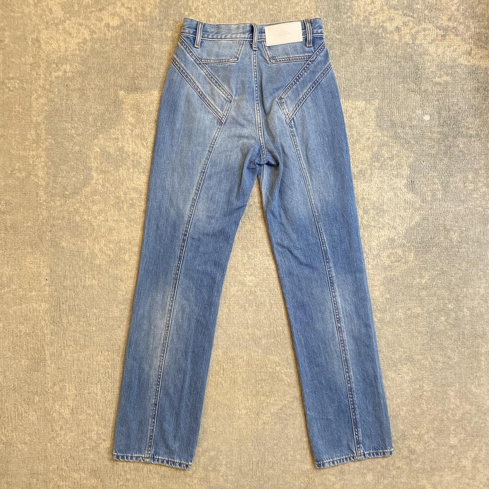 7 For All Mankind Easy Straight Jeans Womens 24 Medium Wash Blue High Rise Denim